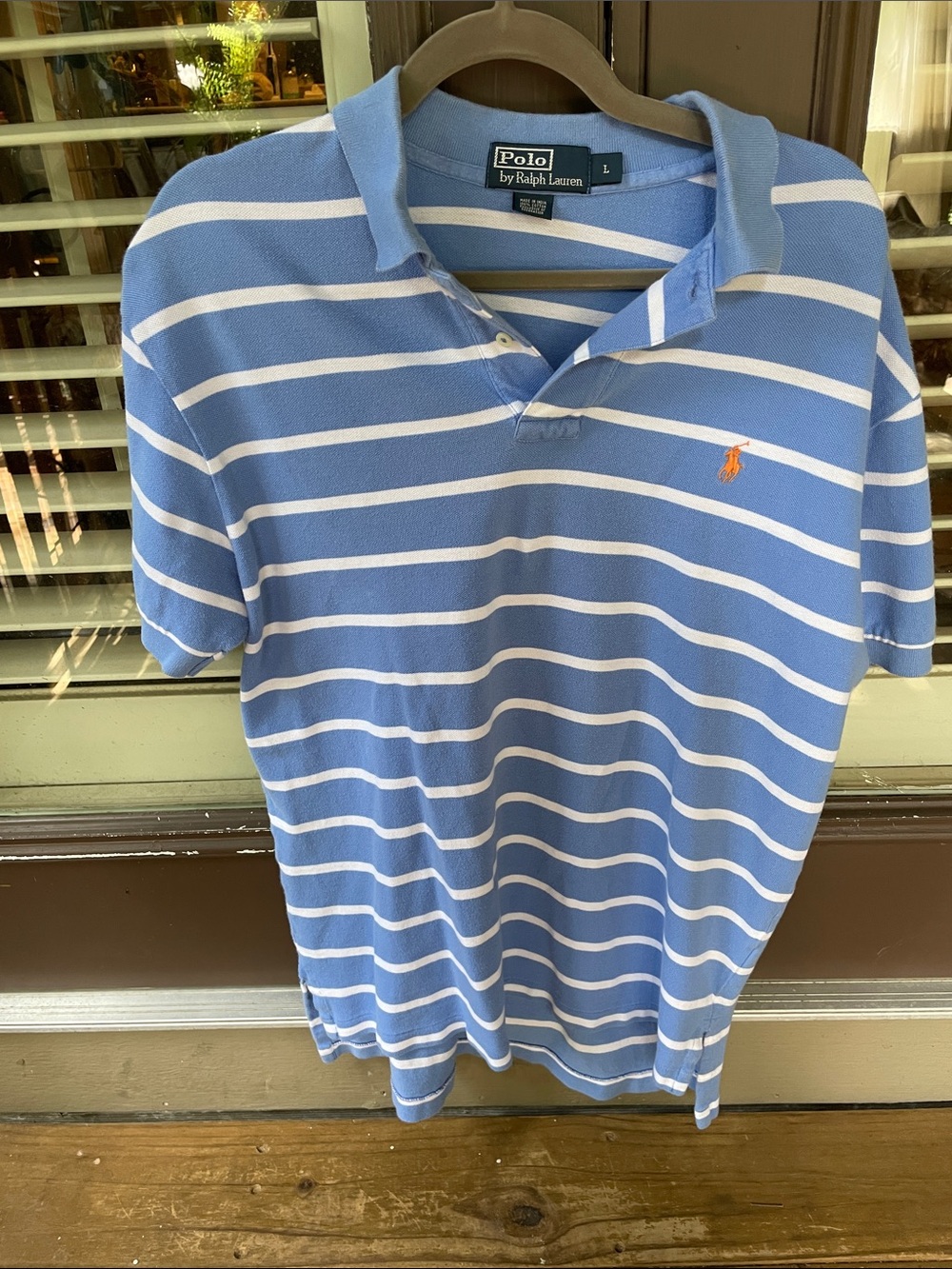 Polo Ralph Lauren Blue White Striped Short Sleeve Polo Shirt Men’s Large